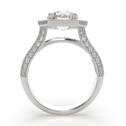 Beatrice Round Cut Halo Pave Knife Edge Milgrain Engagement Ring Setting - Nivetta